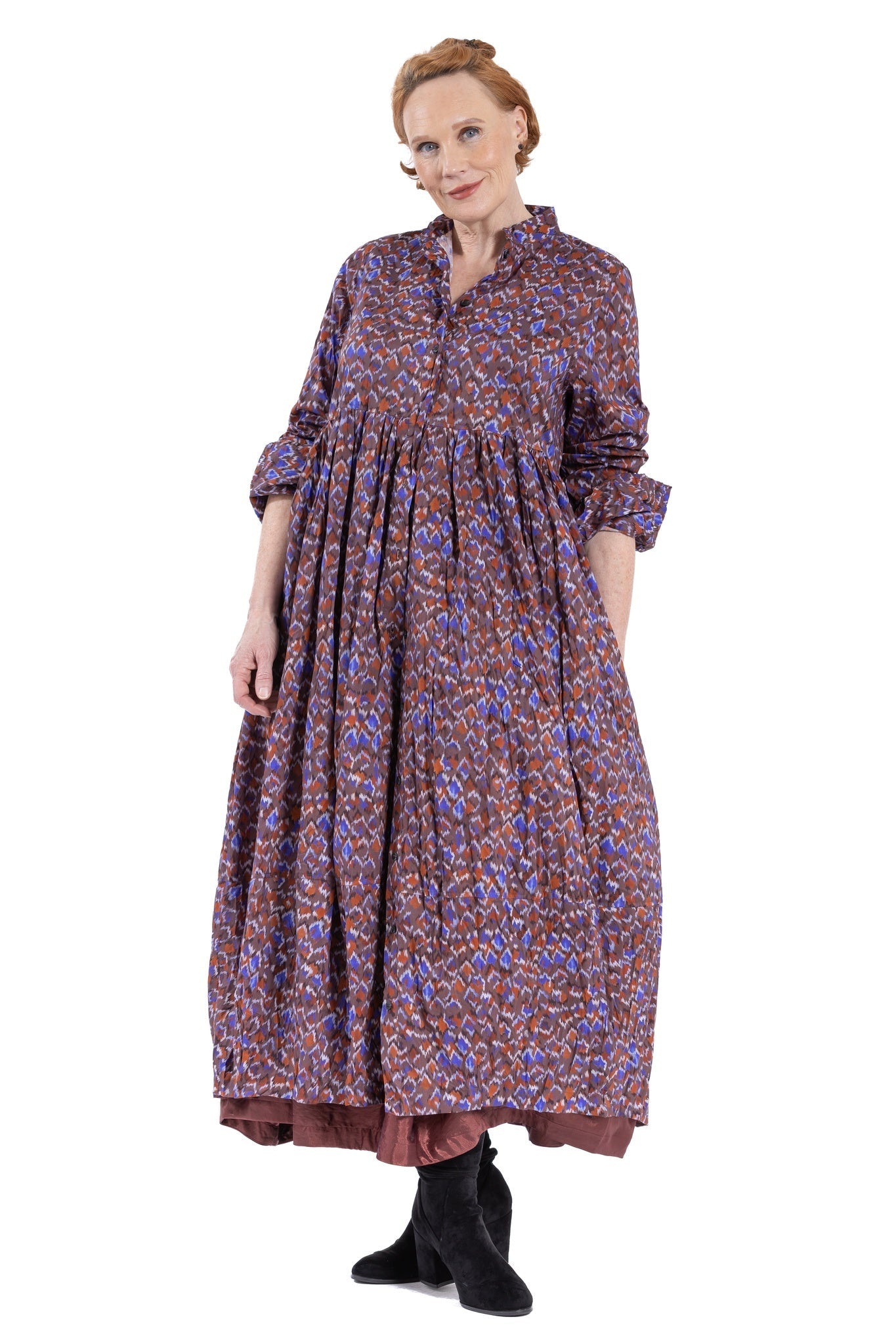 GEOMOSAIC GATHER DRESS GM