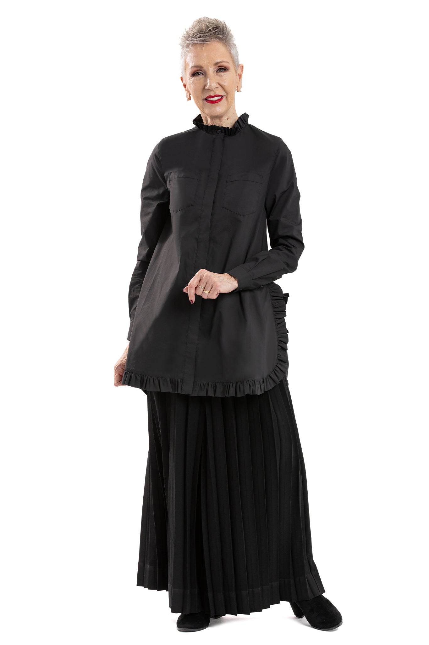 RUFFLE SPLICE SHIRT PC