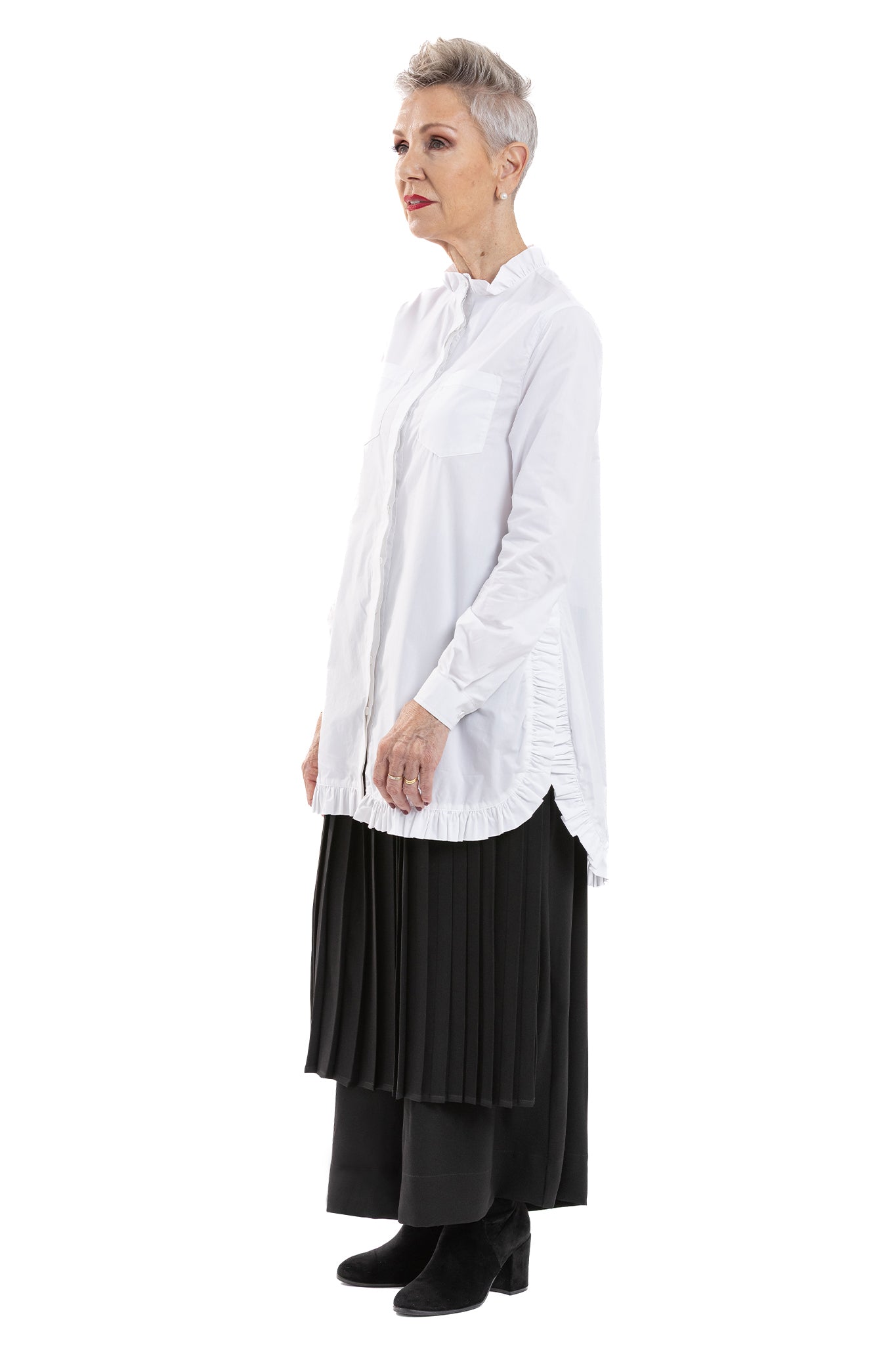 RUFFLE SPLICE SHIRT PC